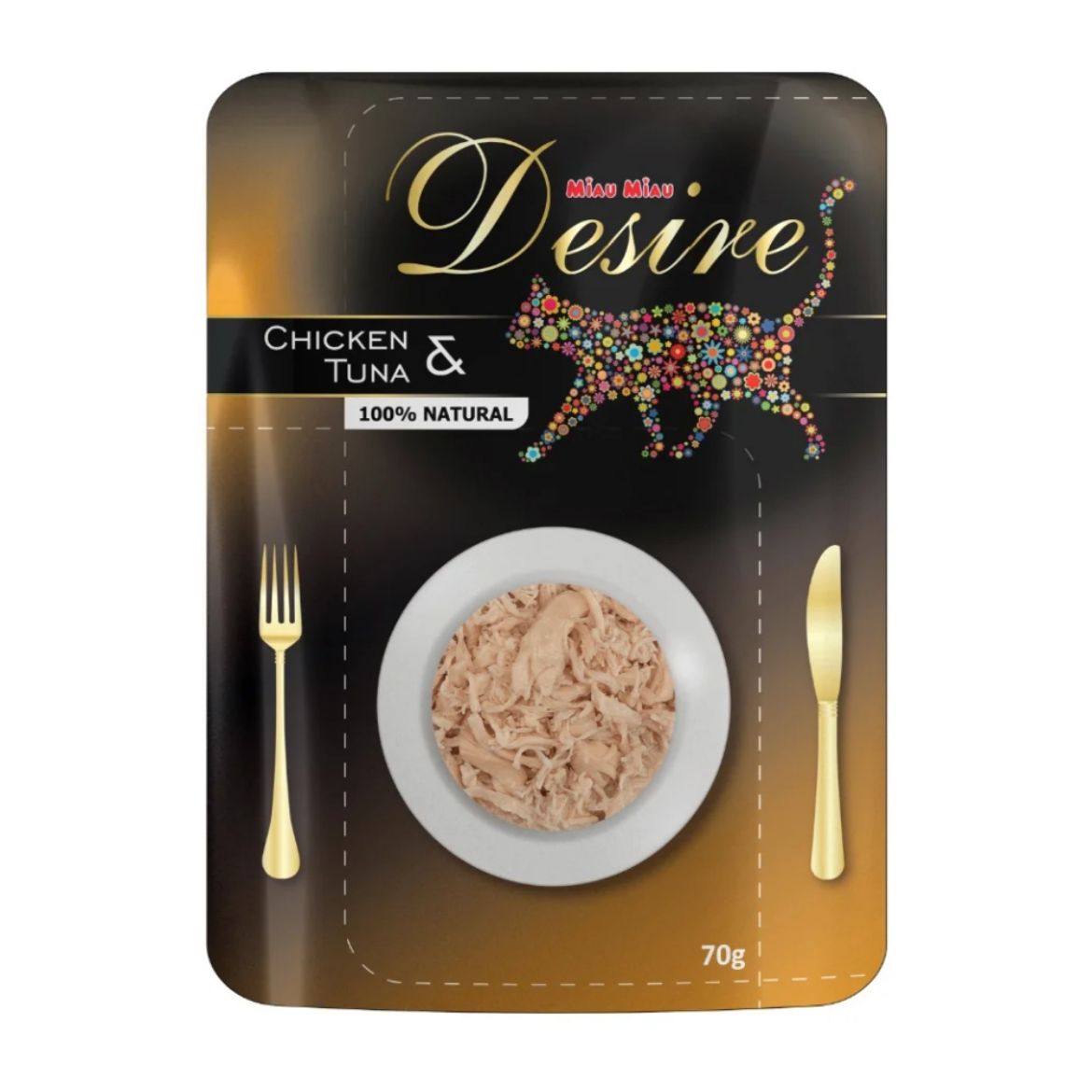 Obrázek z Desire premium s trhaným masem Kuře a Tuňák, kapsička 70 g 