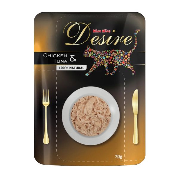Obrázek Desire premium s trhaným masem Kuře a Tuňák, kapsička 70 g
