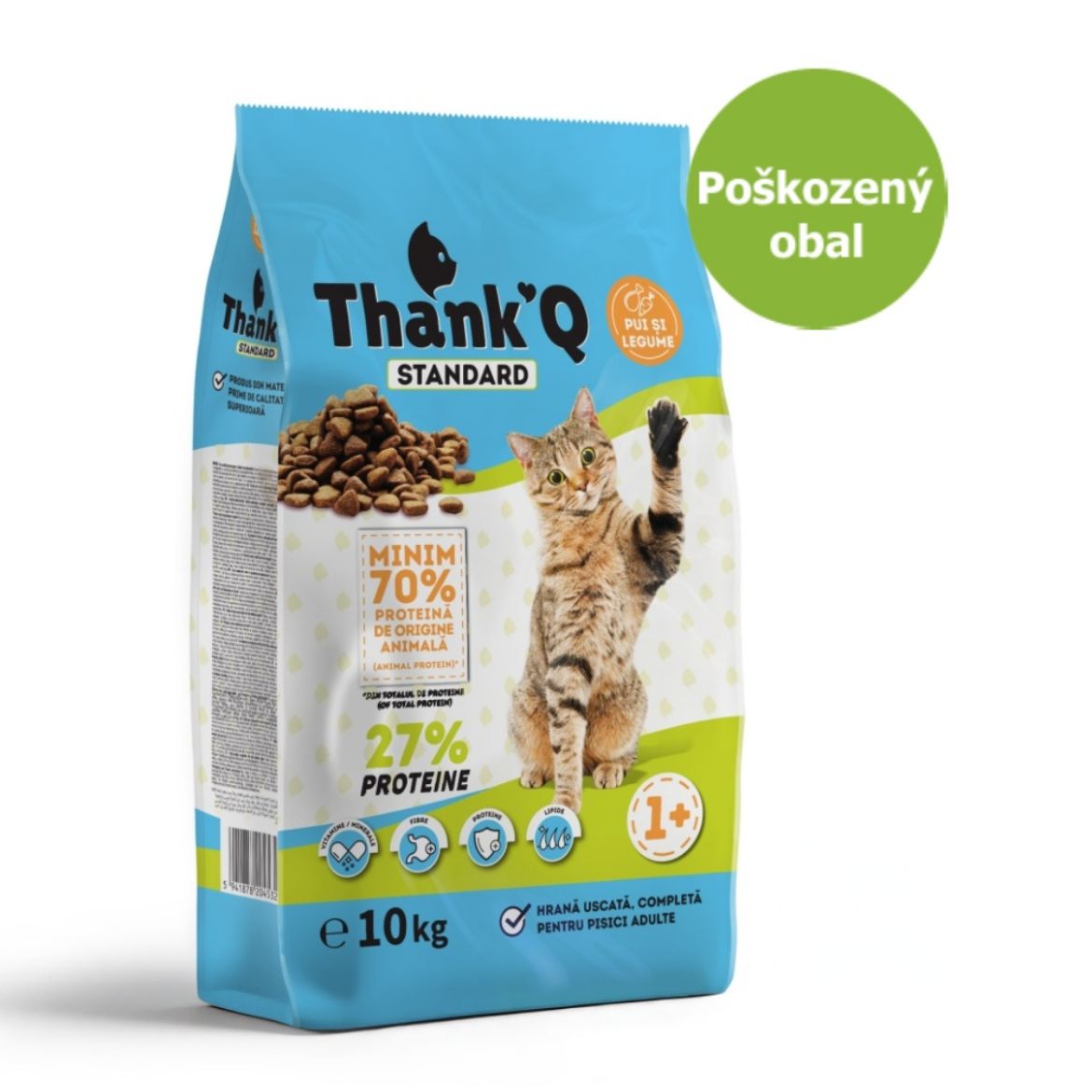Obrázek z Thank’Q Standard Cat Adult Kuře 10 kg - Poškozený obal - SLEVA 15 % 