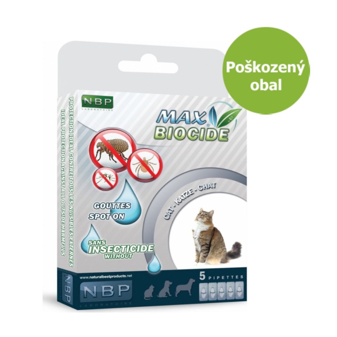 Obrázek z Max Biocide Spot-on Cat repelentní kapsle, kočka 5 x 1 ml !CZ! - Poškozený obal - SLEVA 30 % 