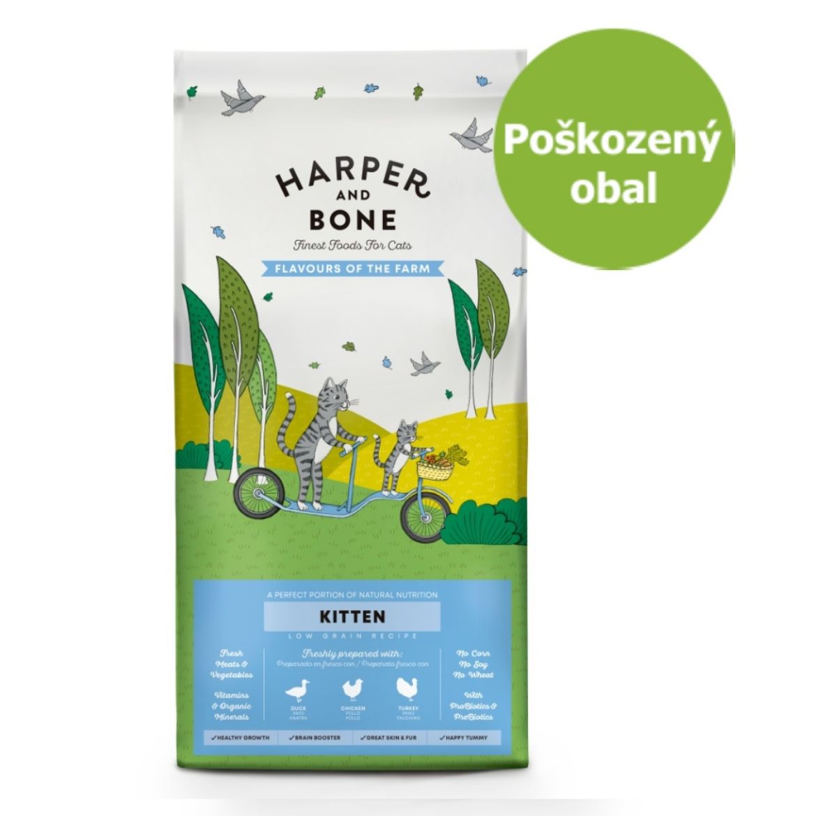 Obrázek z Harper and Bone Cat Kitten příchutě farmy 2 kg - Poškozený obal - SLEVA 15 % 