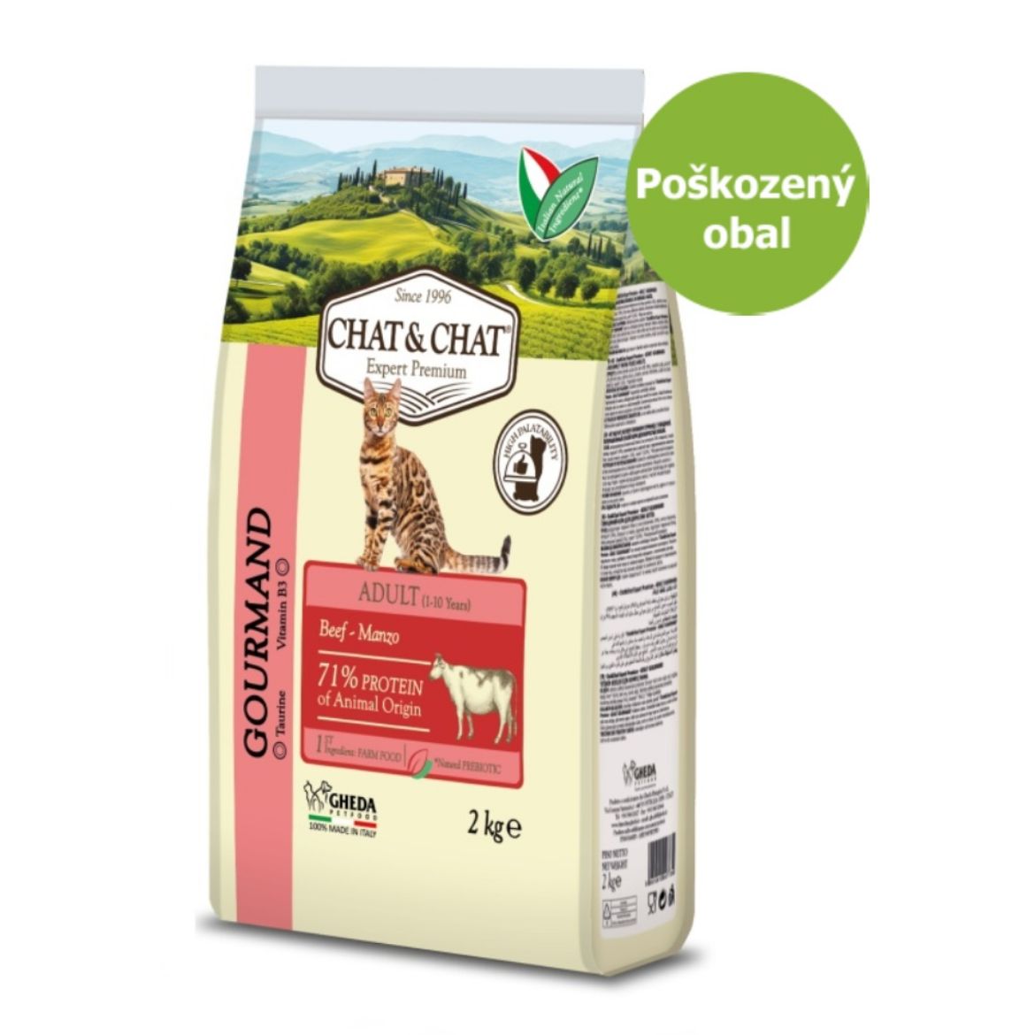 Chat & Chat Expert Adult Beef & Peas 2 kg, hovězí s hráškem, dospělá kočka, kompletní krmivo