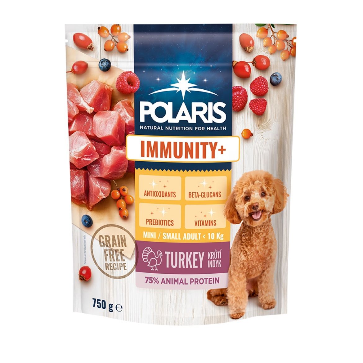 Obrázek z Polaris Immunity Dog Adult small & mini Krůtí GF 750 g 