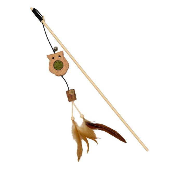 Vábnička dřevěná sova s catnipem pro kočky