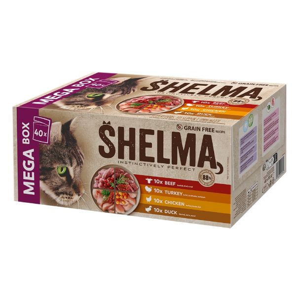 Obrázek Shelma Cat Mega box, kapsička 85 g (40 pack) 