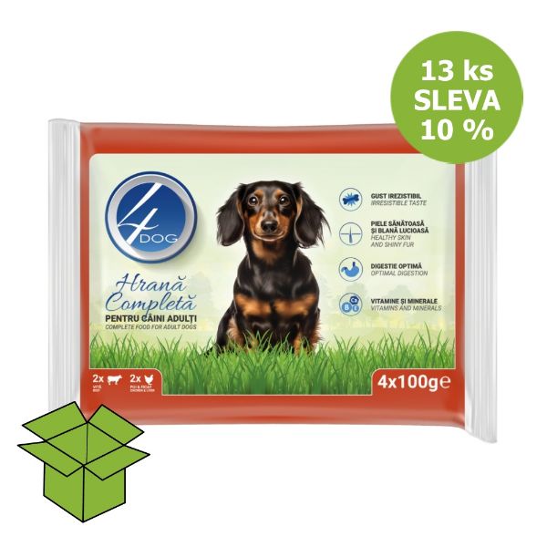 4Dog mix kuřecí a hovězí, kapsa 100 g (4 pack)