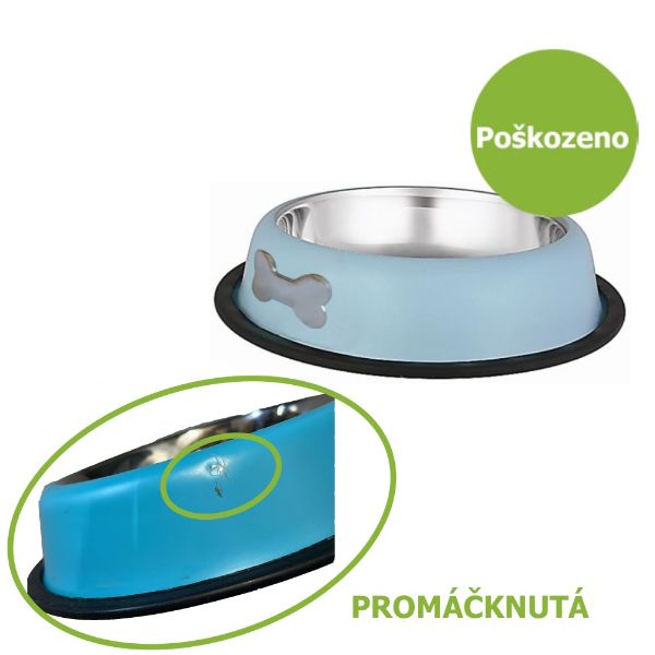 Obrázek Miska nerez stabilní znak kosti světle modrá 0,78 l - Promáčknutá - SLEVA 50 %