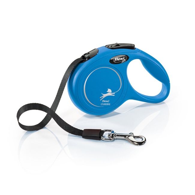 samonavíjecí vodítko popruhové Flexi New Classic Tape délka3 m na váhu 12 kg modrá barva