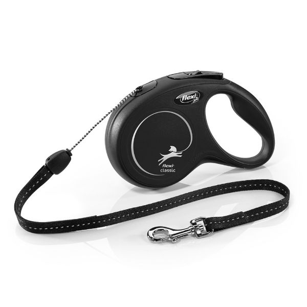 samonavíjecí vodítko lankové Flexi New Classic Cord délka 8 m na váhu 12 kg barva černá