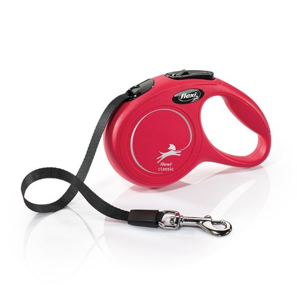 samonavíjecí vodítko popruhové Flexi New Classic Tape délka 3 m na váhu 12 kg barva červená