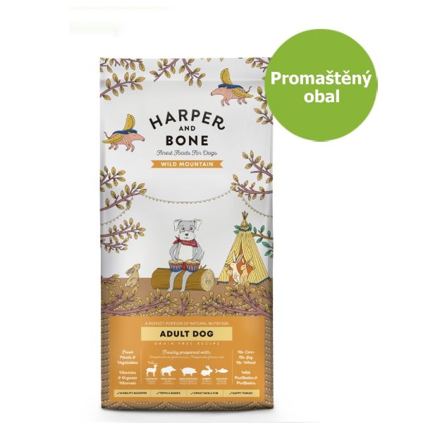 Obrázek Harper and Bone Dog Adult Large & Medium divoké hory 12 kg - Promaštěný obal - SLEVA 40 %