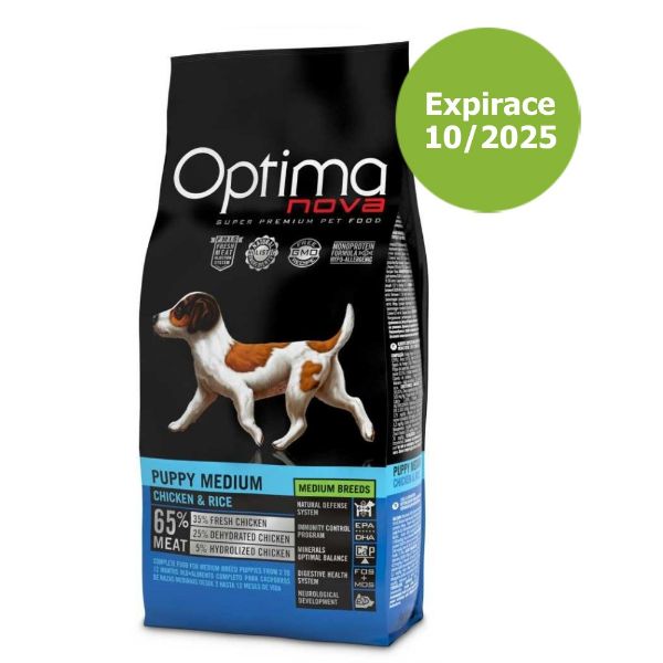 OPTIMAnova dog puppy medium, štěňata střední plemeno, superprémiové, přírodní, hypoalergenní