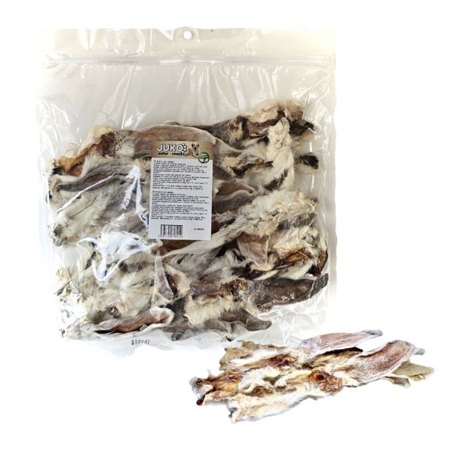 sušené králičí uši vhodné jako odměna nebo pamlsek,  přirodní pamlsek, hypoalergenní pamlsek