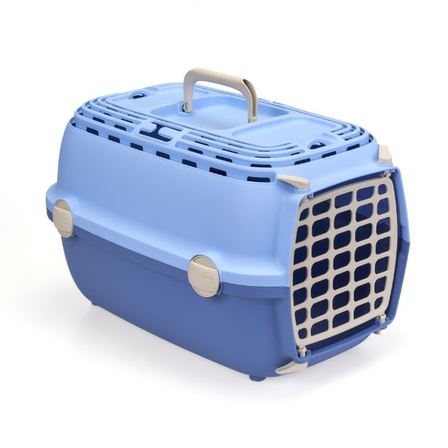 Přepravka Horizon pro psy a kočky plastová dvířka, pastelově modrá