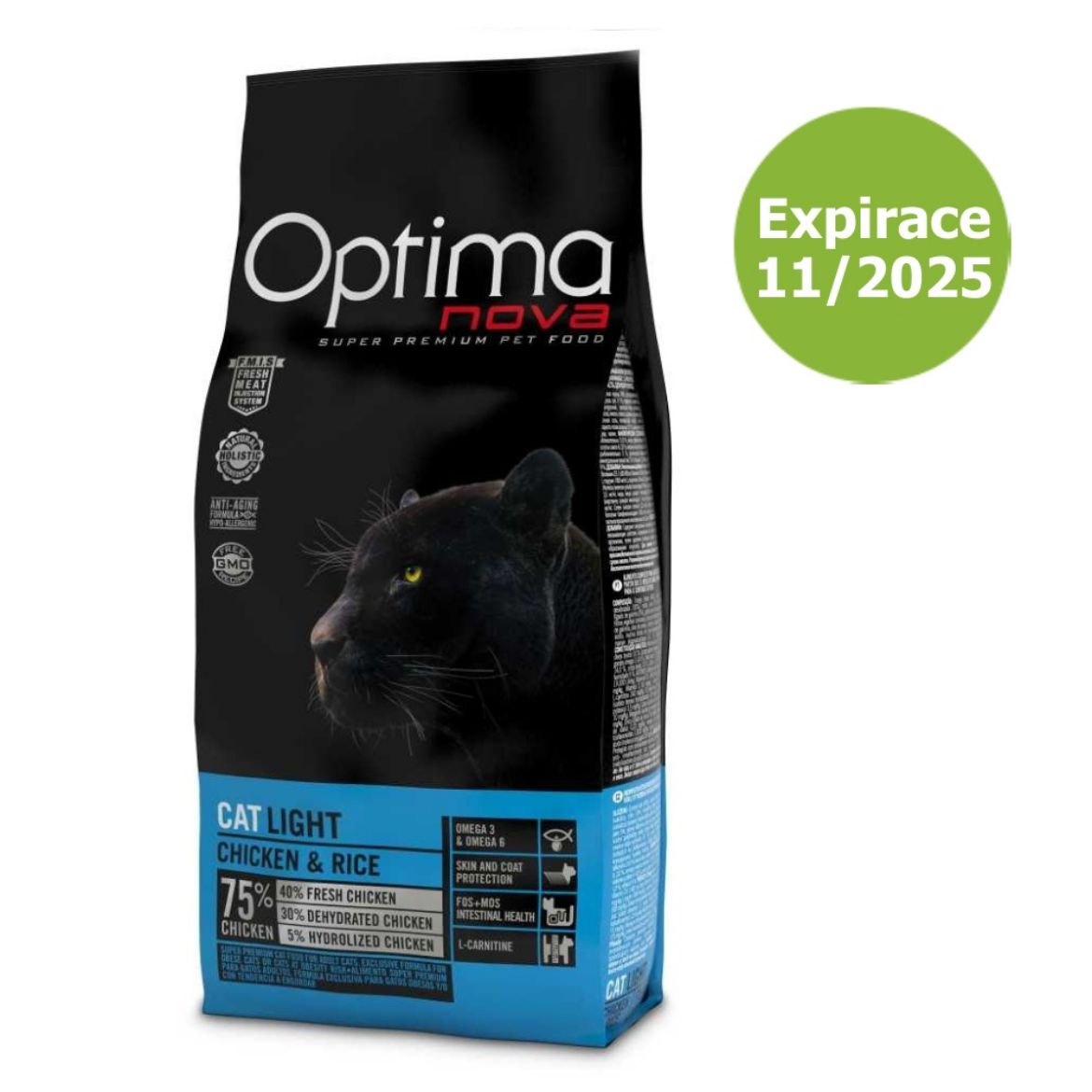 OPTIMAcat light, 2 kg, kočka, kontrola váha. chicken, kuře, rice, rýže, superprémiové krmivo