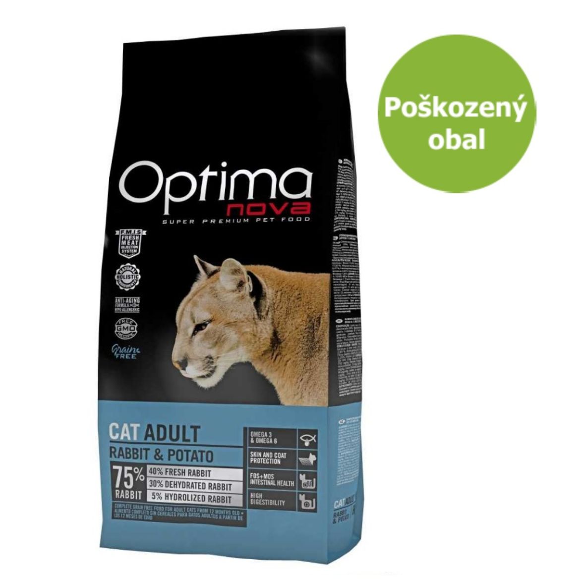 OPTIMAnova, cat, kočka, rabbit, králík, potato, brambory, hypoalergenní, bez obilovin, grainfree, 8kg, superprémiové, monoprotein