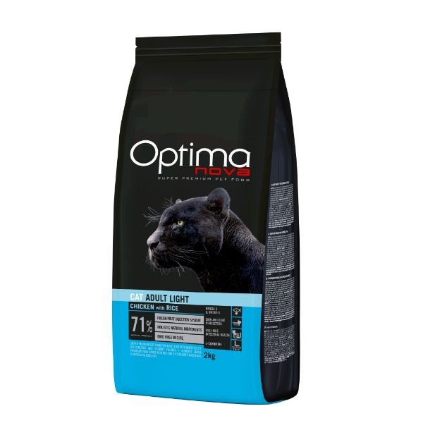 OPTIMAnova Cat Adult Light 2 kg, kočka, kontrola váha. chicken, kuře, rice, rýže, superprémiové krmivo