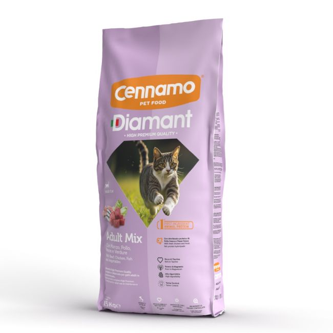 Diamant cat micio mix, kompletní krmivo pro dospělé kočky, kočičí mix