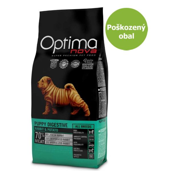 OPTIMAnova dog puppy digestive, citlivé trávení, štěňata, rabbit, králík , potato,brambory, superprémmiové, přírodní, hypoalergenní