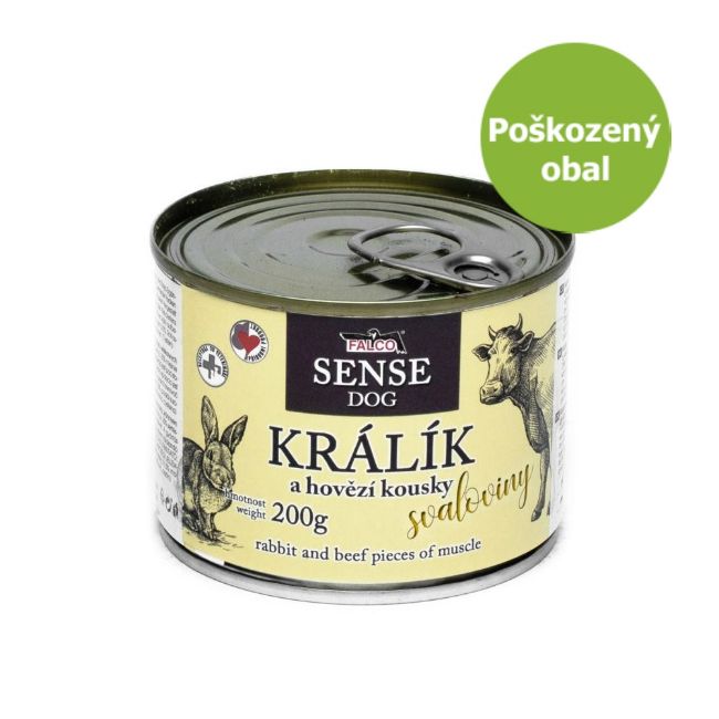 masová konzerva pro psy FALCO SENSE Dog králík a hovězí kousky svaloviny