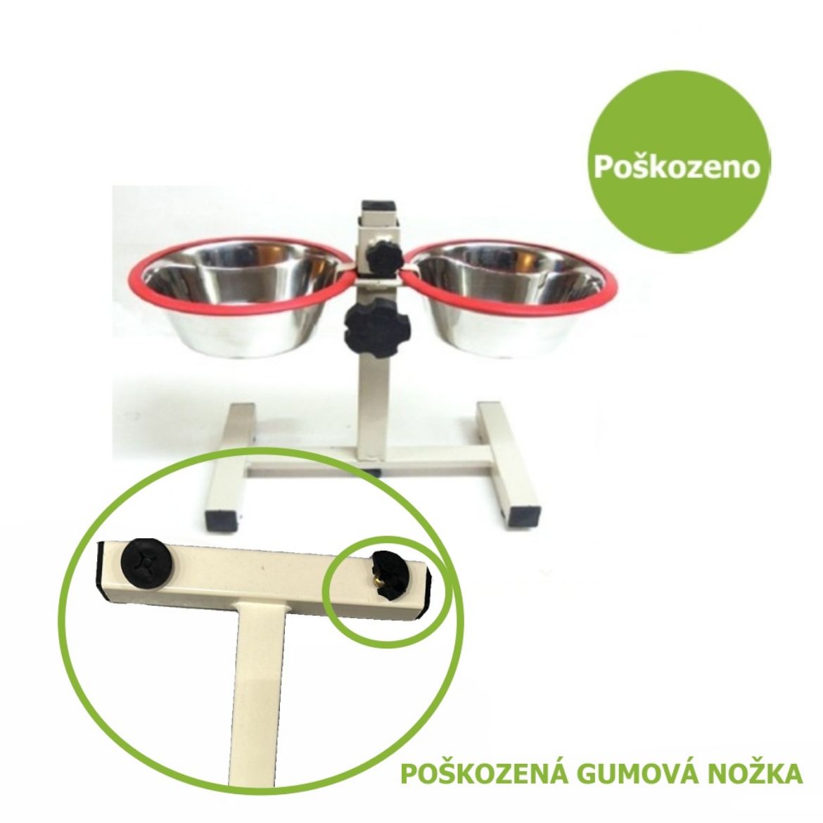 Stojan s miskami na vodu a krmivo, miska ke které se pes neshýbá, vyvýšená miska, nastavitelná výška, se silikonovými kroužky proti hluku, 2x0,78 L