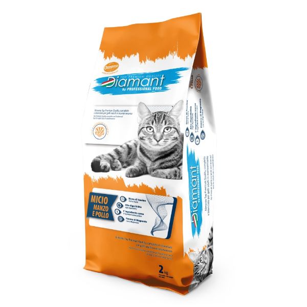 Diamant cat adult manzo e pollo, kompletní krmivo pro dospělé kočky s hovězím a kuřecím masem