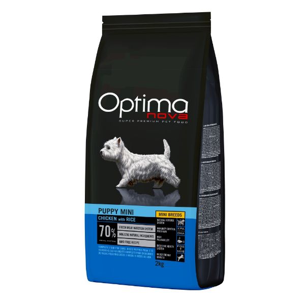 OPTIMAnova dog puppy mini, superpremiove, pro štěňata, chicken, kuřecí, rice, rýže