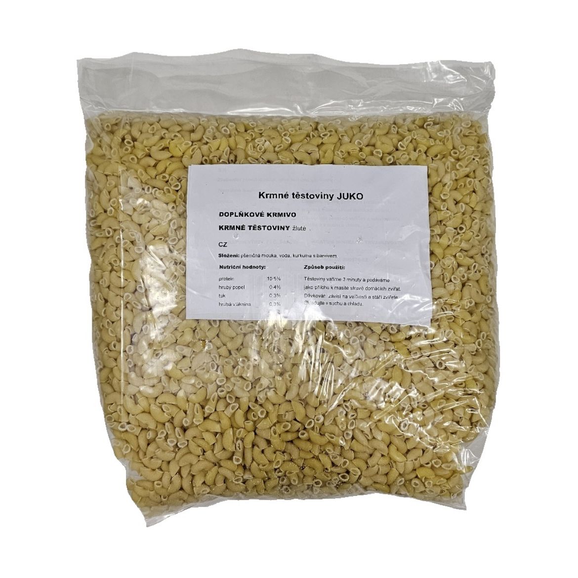 Těstoviny koleno světlé, těstoviny na vaření, doplňkové krmivo, příloha, 5 kg