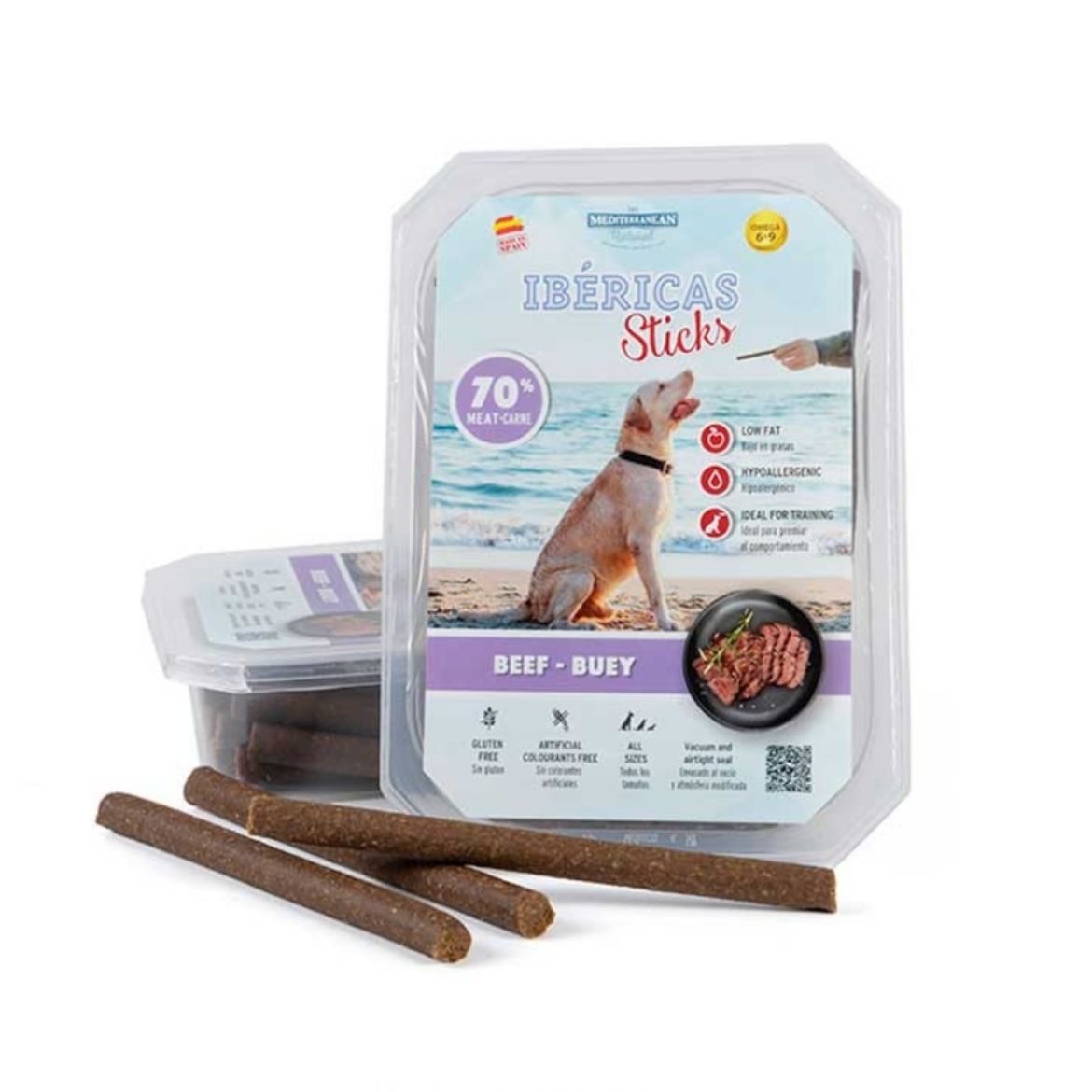 Ibéricas, Sticks, Beef, tyčinky, pamlsky, omega 9, hovězí, hypoalergenní, bezlepkové