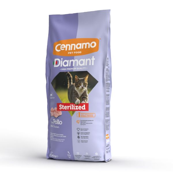 Diamant cat micio sterilizzato pollo, kompletní krmivo pro dospělé kastrované kočky, kuřecí