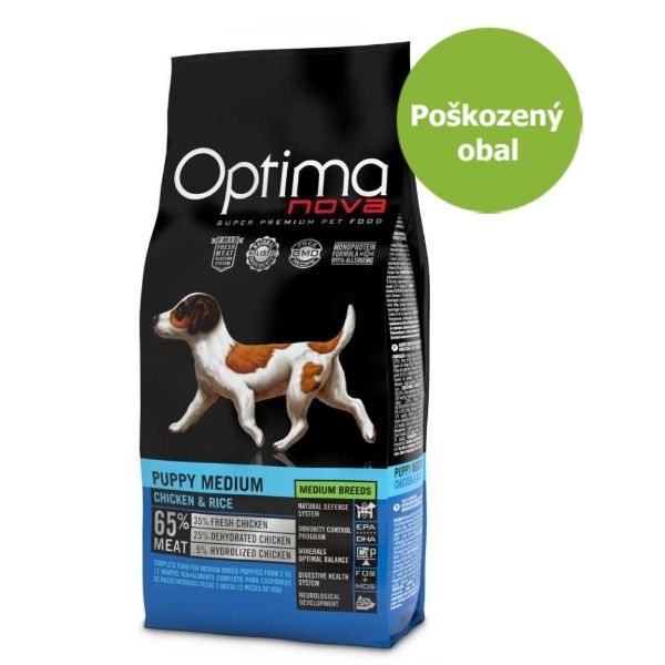 OPTIMAnova dog puppy medium, štěňata střední plemeno, superprémiové, přírodní, hypoalergenní