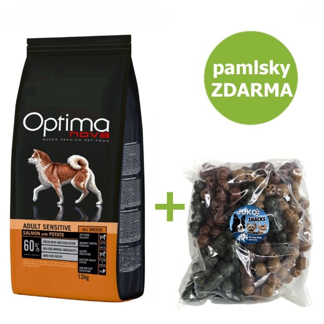OPTIMAnova dog sensitive, citlivé zažívání, grain free, bez obilovin, salmon and potato, losos a brambory, superprémiové, hypoalergenní