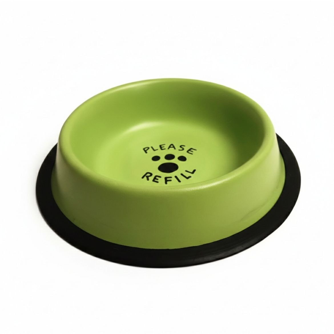 nerez miska pro kočku, psa, pastelově zelená, nápis refill na dně, protiskluz, na krmivo, vodu
