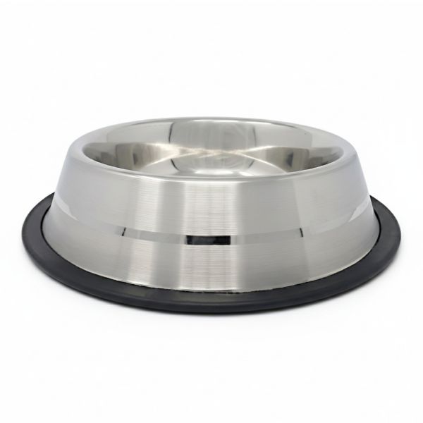Miska nerez, broušený nerez, 1,55 L, stabilní, s protiskluzovou úpravou, silikonový kroužek, miska na krmivo, na vodu, pro psy