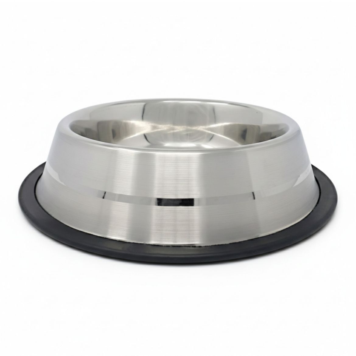 Miska nerez, broušený nerez, 0,55 L, stabilní, s protiskluzovou úpravou, silikonový kroužek, miska na krmivo, na vodu, pro psa, kočku