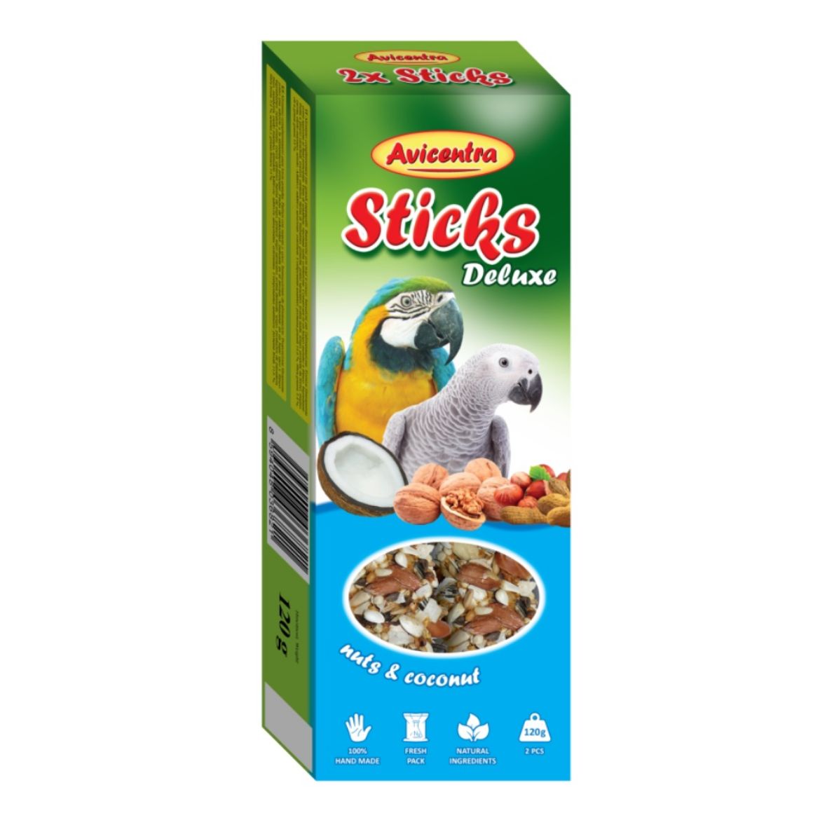Avicentra tyčinka velký papoušek ořech a kokos (2 ks)