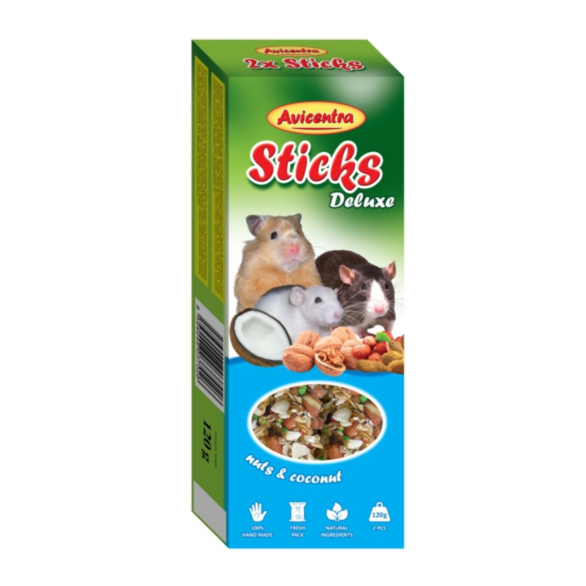 Avicentra tyčinka malý hlodavec ořech a kokos (2 ks)