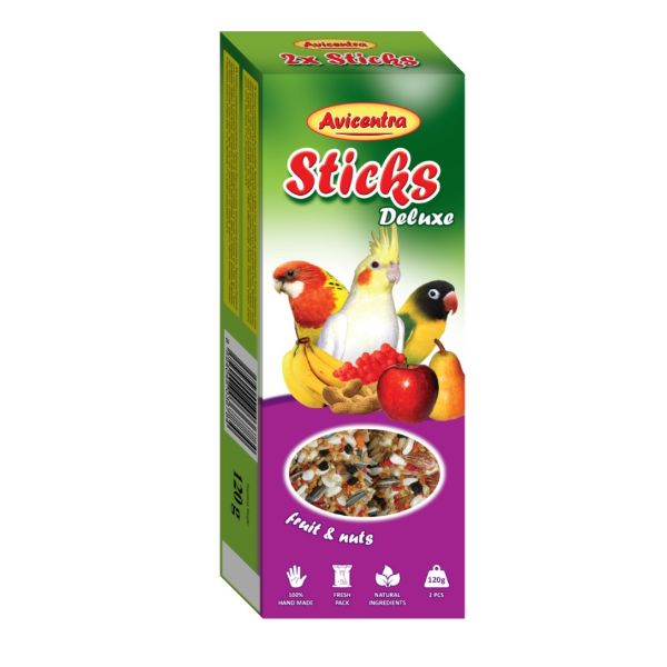Avicentra tyčinka malý papoušek ovoce a ořech (2 ks)