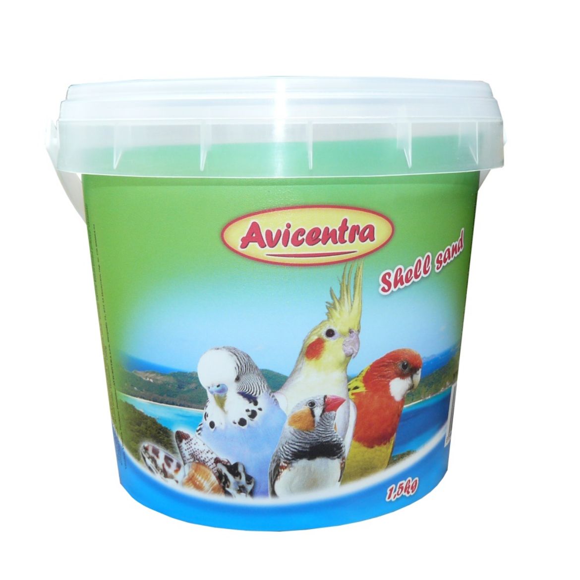 Avicentra písek pro ptáky s mušlemi, kyblík 1,5 kg