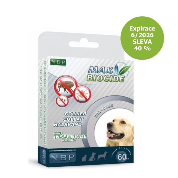 Max biocide collar dog, repelentní obojek pro psy středních plemen. účinný na 4 měsíce, délka 60 cm. Přírodní složky, geraniol