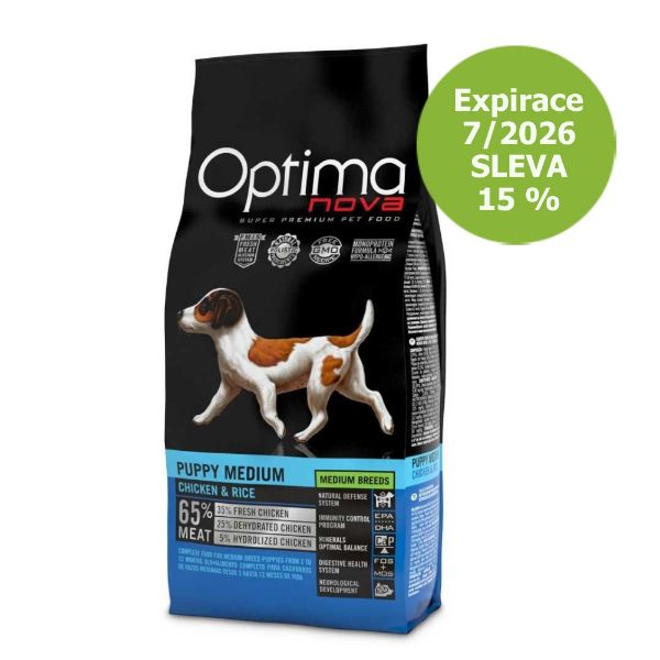 OPTIMAnova dog puppy medium, štěňata střední plemeno, superprémiové, přírodní, hypoalergenní