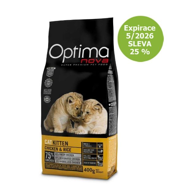 OPTIMAnova cat Kitten 400 g, chicken, kuřecí, rice, rýže, přírodní, monoproteinové, superprémiové, koťata