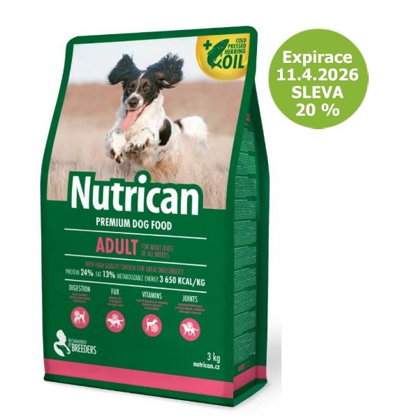 Nutrican dog adult, kompletní krmivo pro dospělé psy, s kuřecím masem
