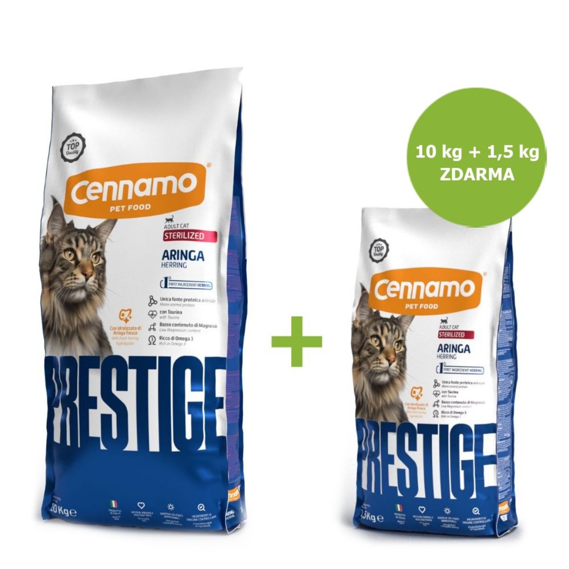 Prestige Cat Sterilized Herring (Sleď) 10 kg + 1,5 kg ZDARMA