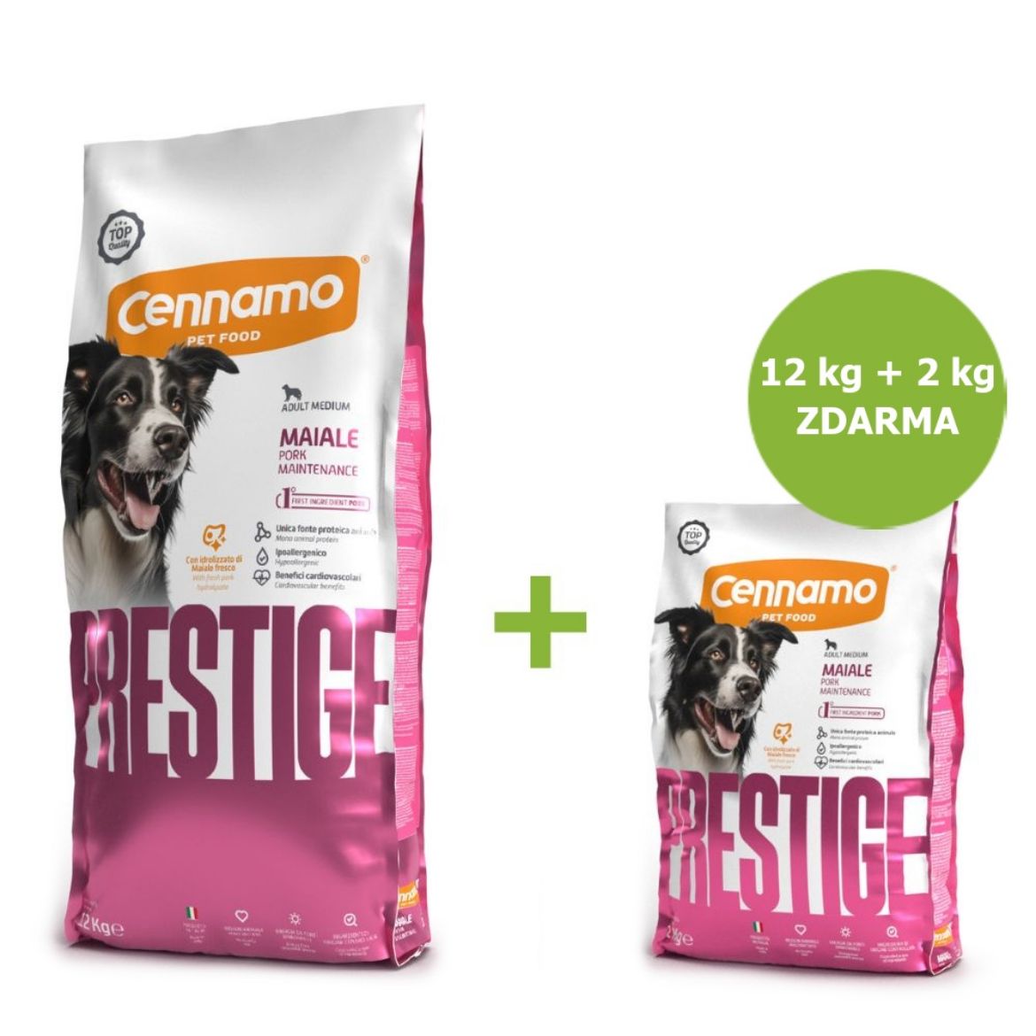 Prestige Dog Adult Medium Pork 12 kg + 2 kg ZDARMA