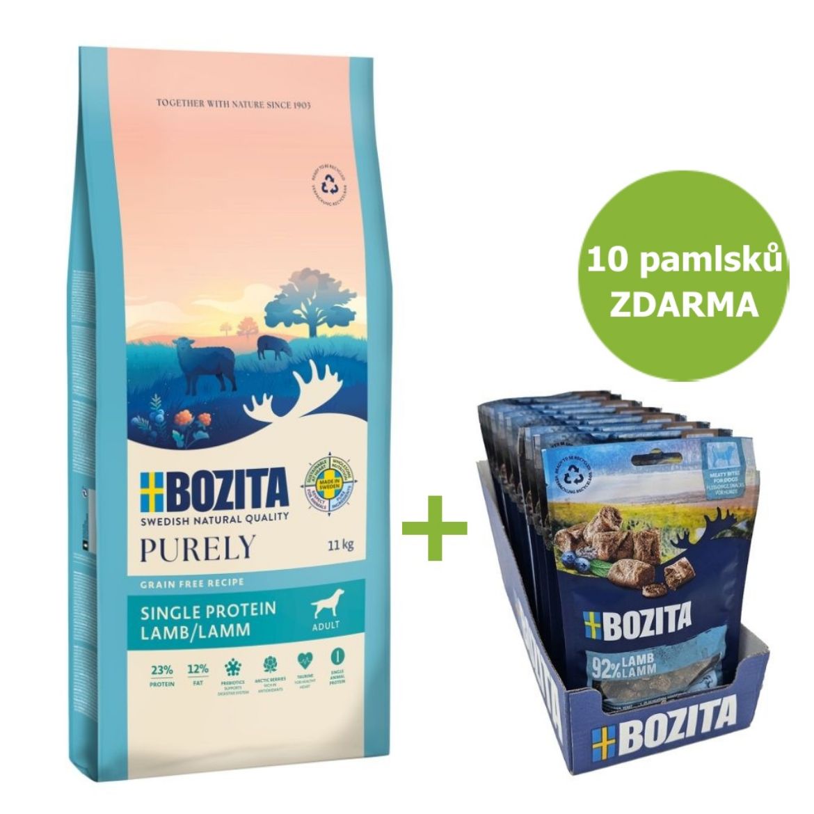 Bozita Purely Dog Adult Lamb GF single protein 11 kg krmivo pro dospělé psy s jehněčím masem