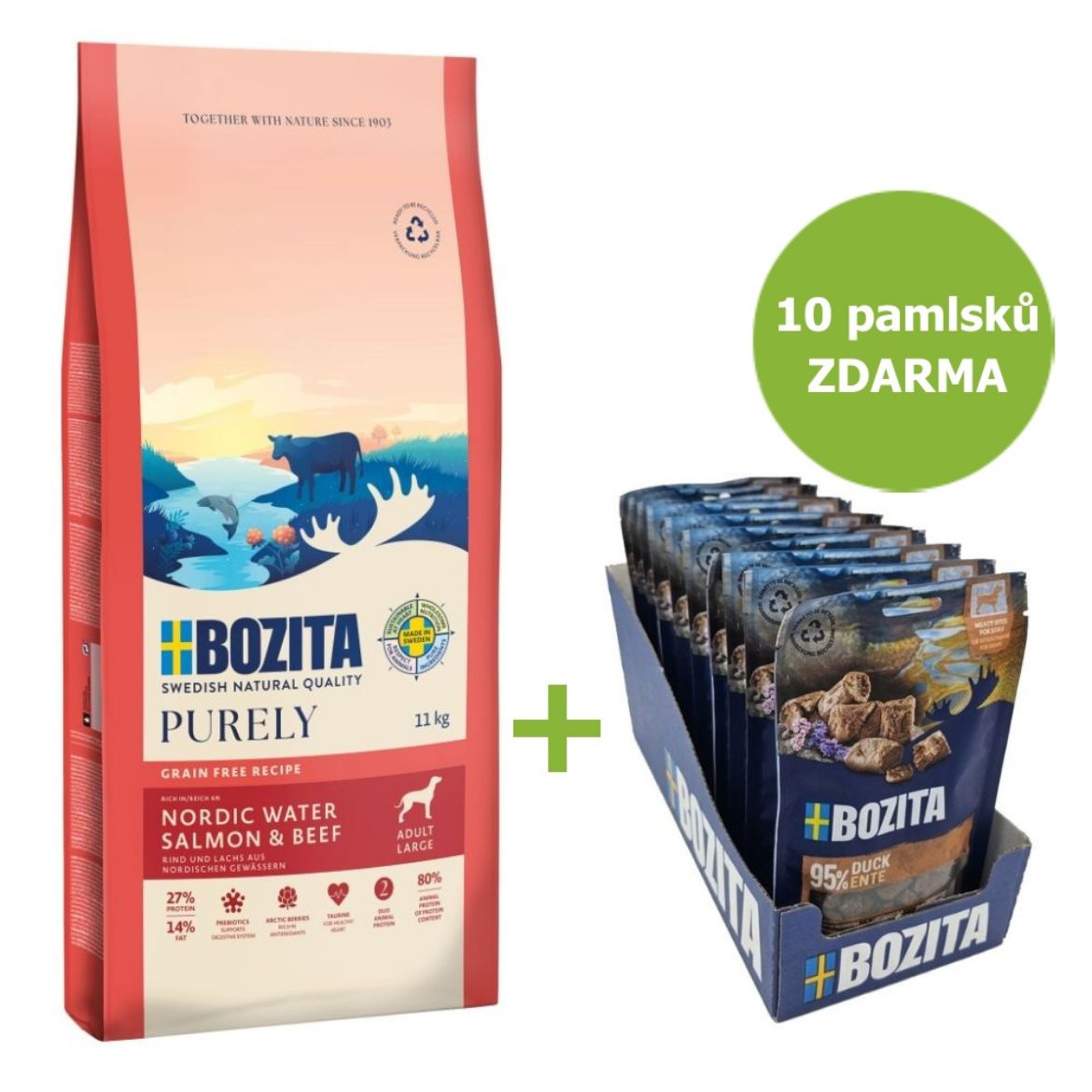 Bozita Purely Dog Adult Small Salmon & Beef GF 2,5 kg + 10 pamlsků ZDARMA