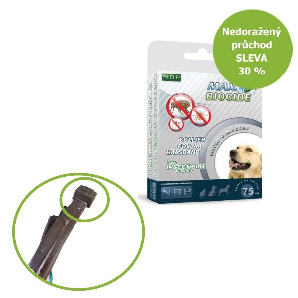 Max biocide collar dog, repelentní obojek pro psy velkých plemen. účinný na 4 měsíce, délka 75 cm. Přírodní složky, geraniol