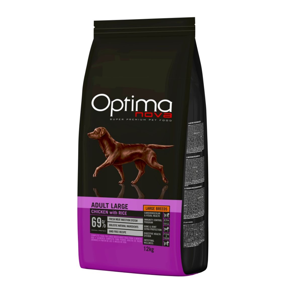 OPTIMAnova dog, adult large, velká plemena, chicken and rice, kuřecí s rýží, superprémiové, monoproteinové, dospělý pes, přírodní