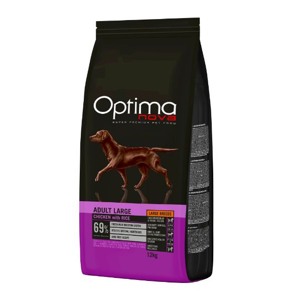OPTIMAnova dog, adult large, velká plemena, chicken and rice, kuřecí s rýží, superprémiové, monoproteinové, dospělý pes, přírodní